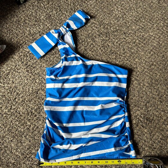Lime Ricki Other - Lime Ricki Capri Stripe One-Shoulder Tankini Top (Medium)